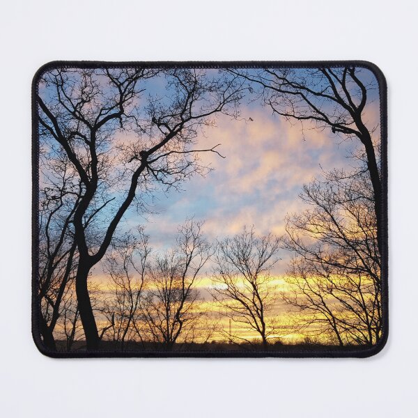 Item preview, Photography of sunset clouds in the winter forest designed and sold by JuliasArtWorld.