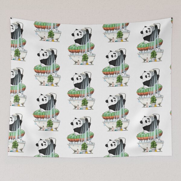 Item preview, Panda Bear in the Shower, funny bear bathroom art designed and sold by Wyattdesign.