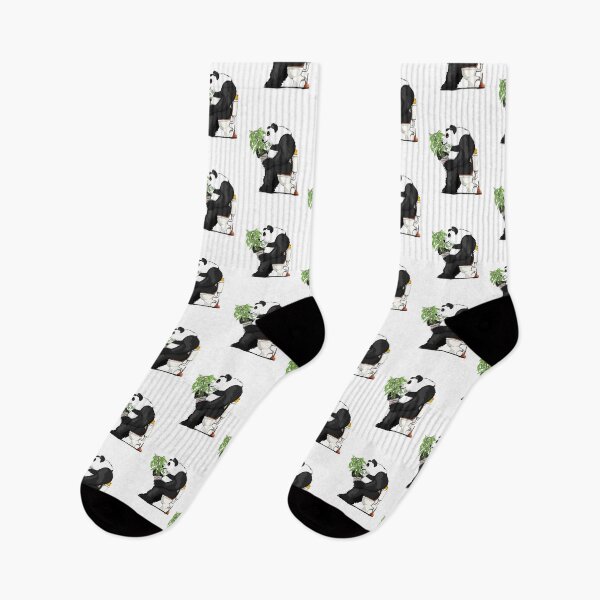 Item preview, Panda Bear sitting on Toilet, funny bear bathroom art designed and sold by Wyattdesign.