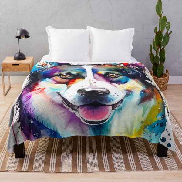 Item preview, Siberian Rusky Colorful Dog Watercolor designed and sold by delroy66.