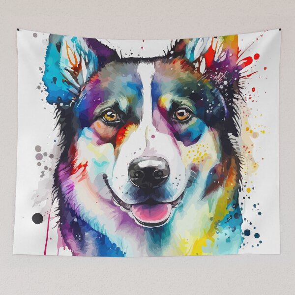 Item preview, Siberian Rusky Colorful Dog Watercolor designed and sold by delroy66.