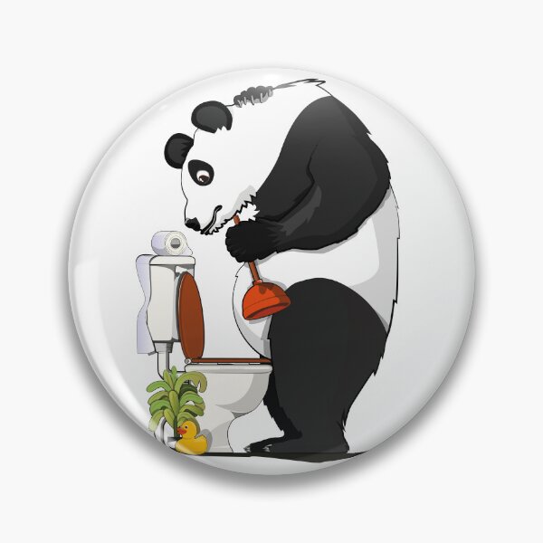 Artikelvorschau, Panda Bear unblocking Toilet, funny bear bathroom art entworfen und verkauft von Wyattdesign.