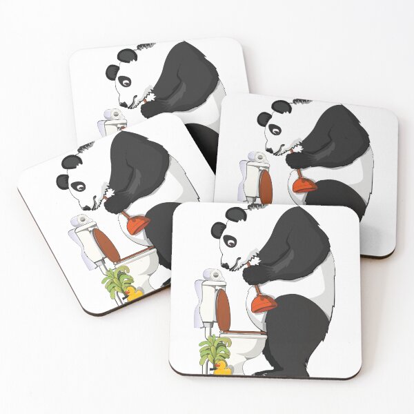 Artikelvorschau, Panda Bear unblocking Toilet, funny bear bathroom art entworfen und verkauft von Wyattdesign.