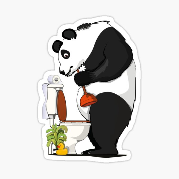 Item preview, Panda Bear unblocking Toilet, funny bear bathroom art designed and sold by Wyattdesign.