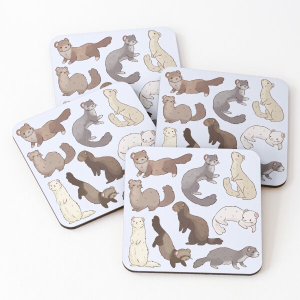 Item preview, Cute cartoon Ferrets illustration pattern  designed and sold by Yarafantasyart.