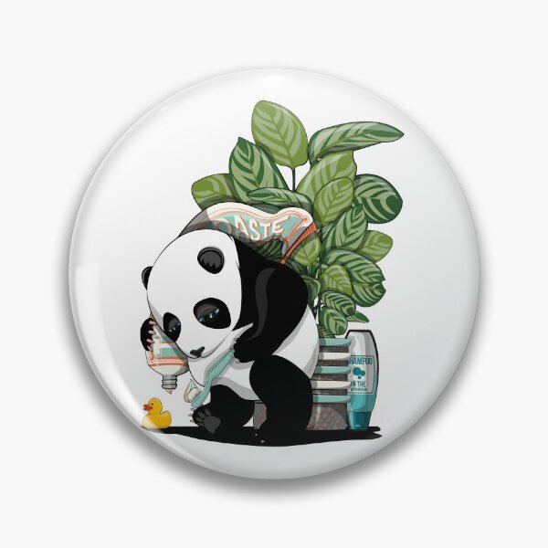 Item preview, Panda Bear Cleaning Teeth, funny bear bathroom art designed and sold by Wyattdesign.
