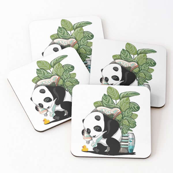Item preview, Panda Bear Cleaning Teeth, funny bear bathroom art designed and sold by Wyattdesign.