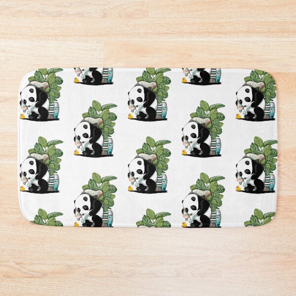 Item preview, Panda Bear Cleaning Teeth, funny bear bathroom art designed and sold by Wyattdesign.
