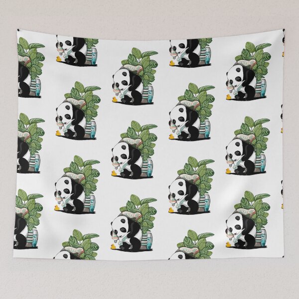 Item preview, Panda Bear Cleaning Teeth, funny bear bathroom art designed and sold by Wyattdesign.