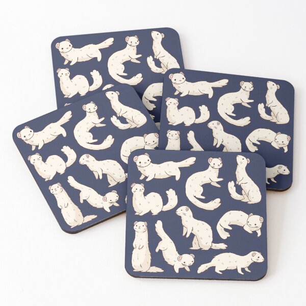 Item preview, Cute cartoon white Ferrets illustration pattern  designed and sold by Yarafantasyart.