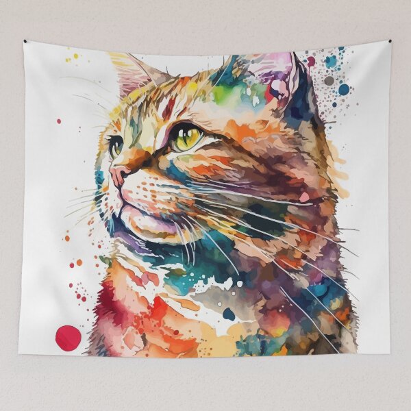 Item preview, Colorful Cat Watercolor designed and sold by delroy66.