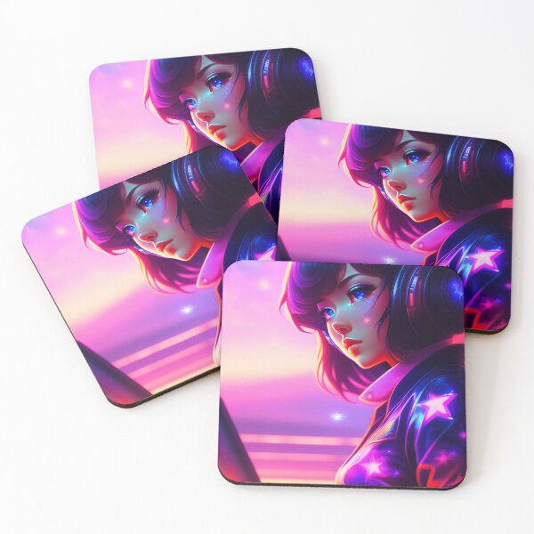 Item preview, Beautiful Cute Retrowave Cosmic Anime Girl AI Art designed and sold by unusualillusion.