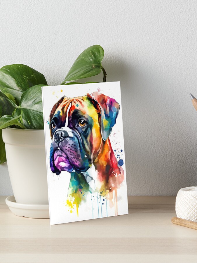 Box Dog Colorful Watercolor Art Board Print for Sale by delroy66