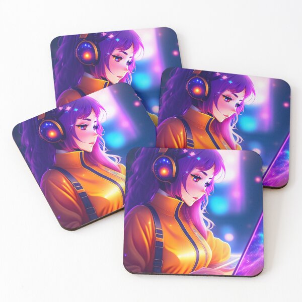 Item preview, Beautiful Cute Cosmic Retrowave Anime Girl AI Art designed and sold by unusualillusion.