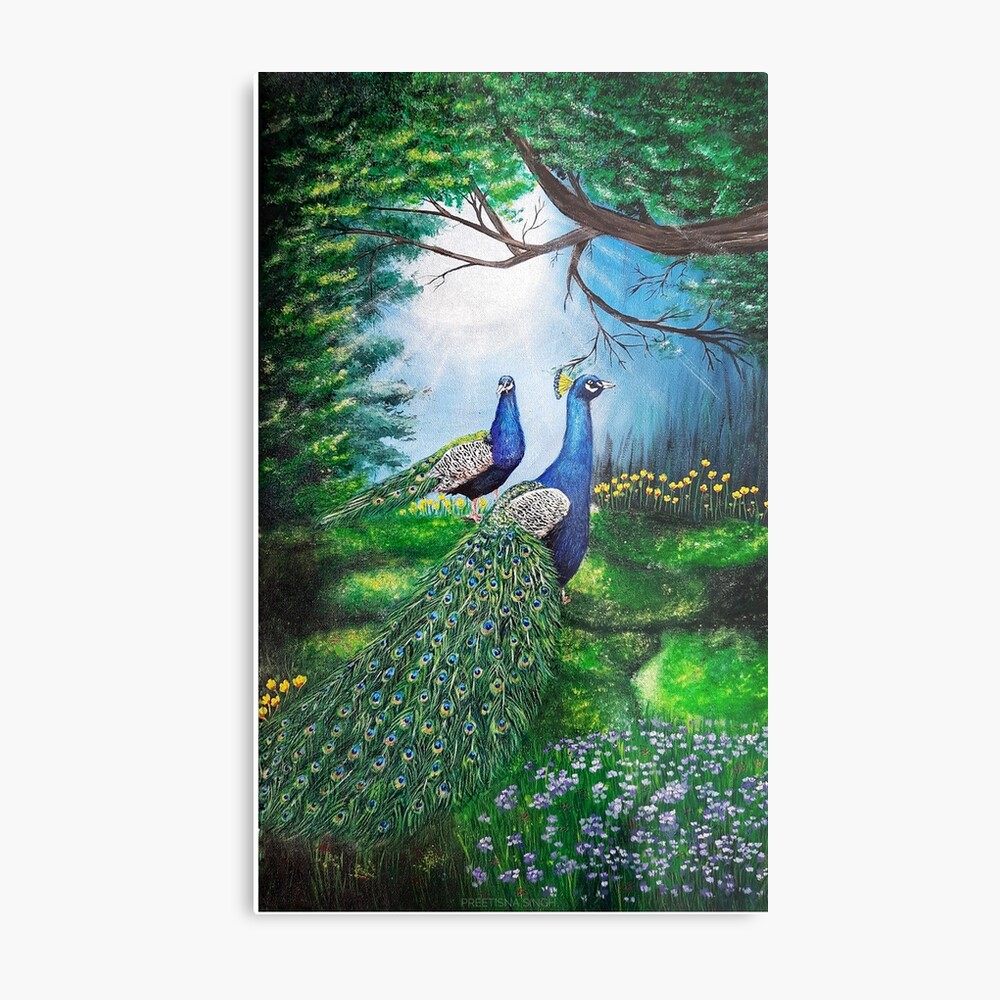 realistic peacock acrylic painting