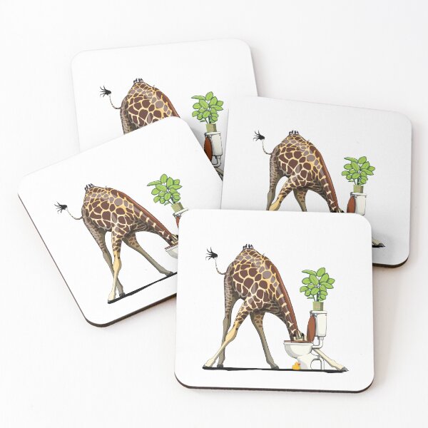 Item preview, Giraffe drinking from toilet in Bathroom, funny bathroom art designed and sold by Wyattdesign.