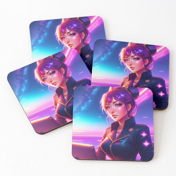 Item preview, Beautiful Cute Cosmic Retrowave Anime Girl AI Art designed and sold by unusualillusion.