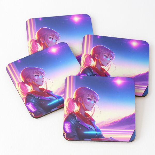 Item preview, Beautiful Cute Retrowave Cosmic Anime Girl AI Art designed and sold by unusualillusion.