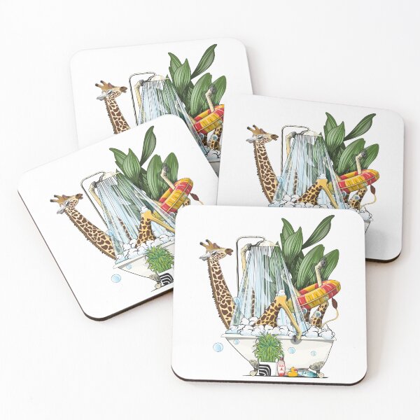Item preview, Giraffe relaxing in Bath, Bathroom, funny bathroom art designed and sold by Wyattdesign.