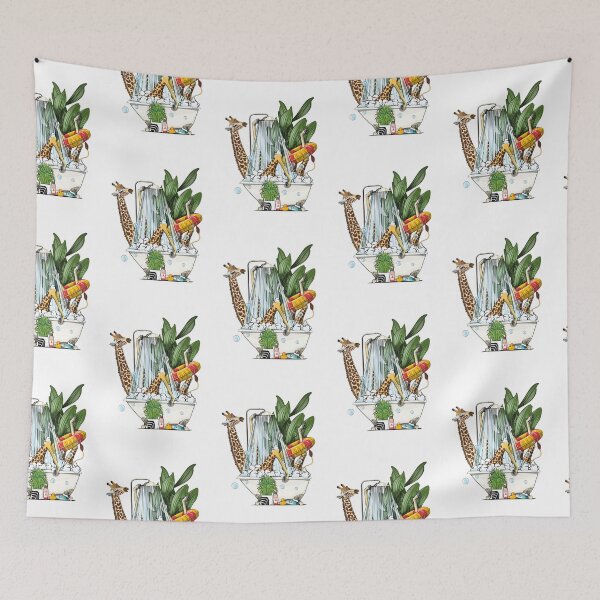 Item preview, Giraffe relaxing in Bath, Bathroom, funny bathroom art designed and sold by Wyattdesign.