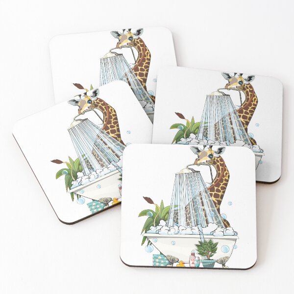 Item preview, Giraffe using the Shower, Bathroom, funny bathroom art designed and sold by Wyattdesign.