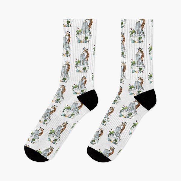Item preview, Giraffe using the Shower, Bathroom, funny bathroom art designed and sold by Wyattdesign.