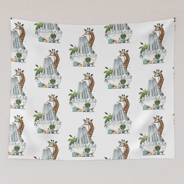 Artikelvorschau, Giraffe using the Shower, Bathroom, funny bathroom art entworfen und verkauft von Wyattdesign.