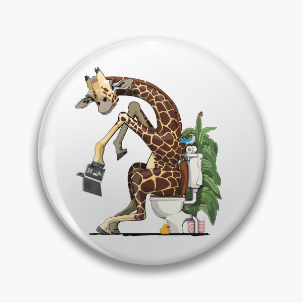 Artikelvorschau, Giraffe sitting on the Toilet, Bathroom, funny bathroom art entworfen und verkauft von Wyattdesign.