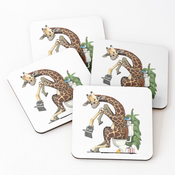 Item preview, Giraffe sitting on the Toilet, Bathroom, funny bathroom art designed and sold by Wyattdesign.
