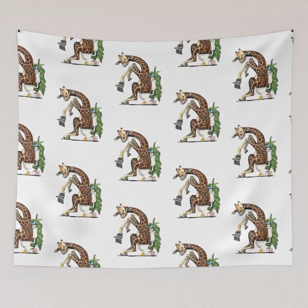 Artikelvorschau, Giraffe sitting on the Toilet, Bathroom, funny bathroom art entworfen und verkauft von Wyattdesign.