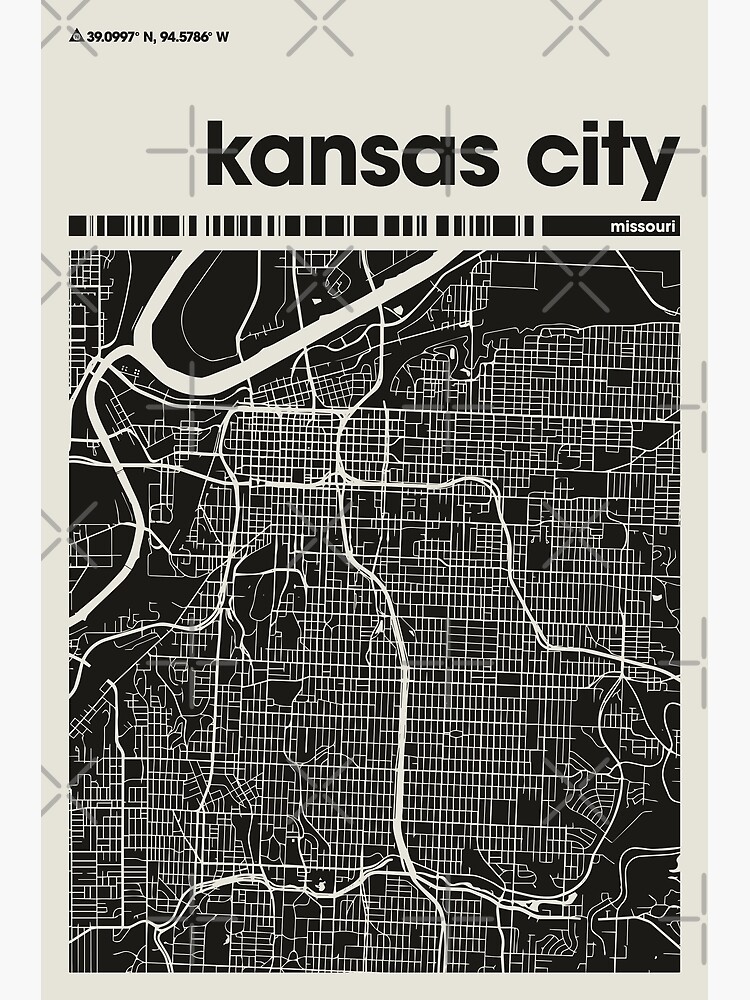 Disover Kansas City Dark Map, City of Kansas City Map, Kansas City Minimalist  Map, Kansas City Print, Kansas City  Poster, Kansas City  Art, Map of Kansas City , City Map Premium Matte Vertical Poster