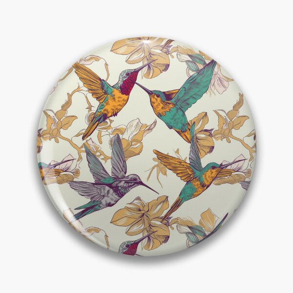 Artikelvorschau, Hummingbird Seamless Vintage Colorful Pattern V1 entworfen und verkauft von Family Journey with God.