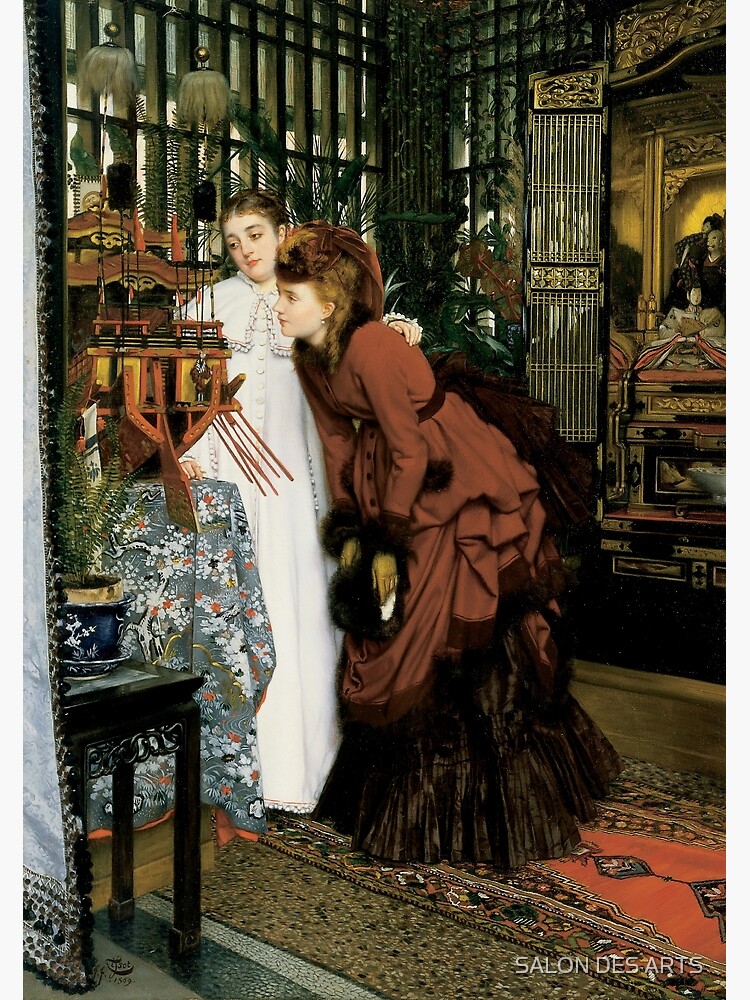 Jeunes femmes regardant des objets japonais de James Tissot