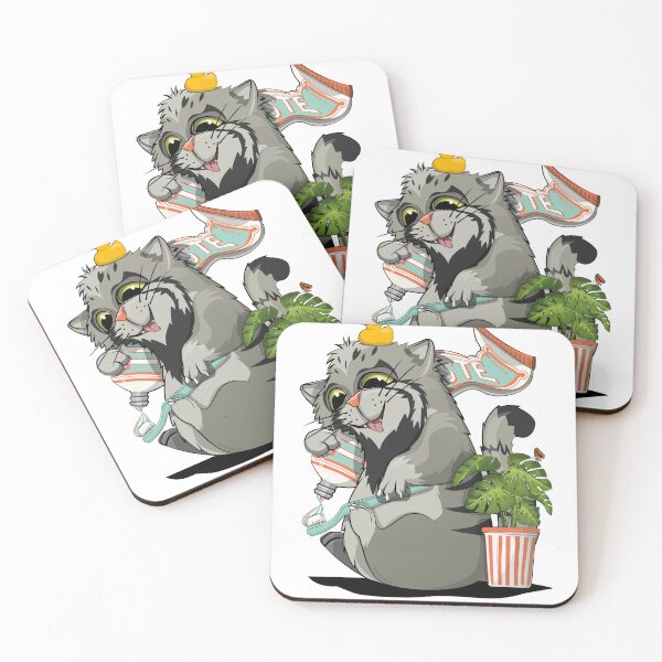 Item preview, Pallas Cat Cleaning teeth, funny cat bathroom art designed and sold by Wyattdesign.