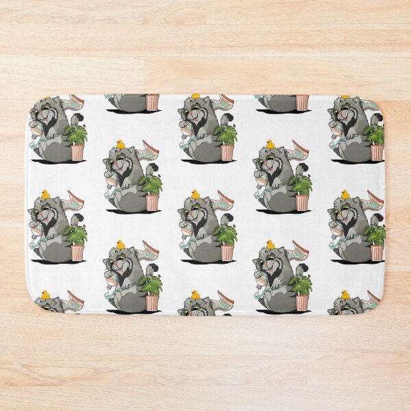 Item preview, Pallas Cat Cleaning teeth, funny cat bathroom art designed and sold by Wyattdesign.