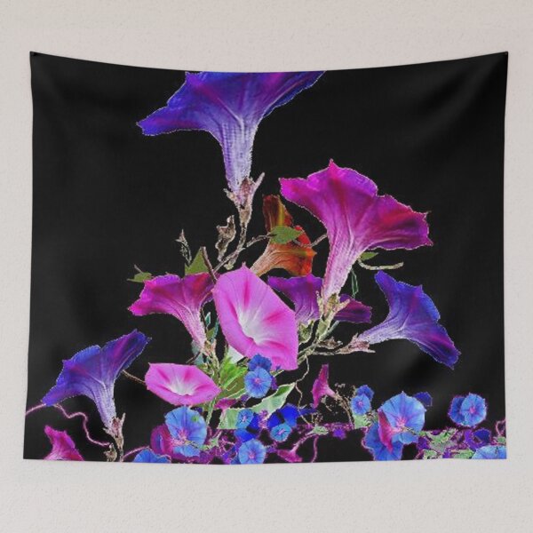 Artikelvorschau, PINK-BLUE MORNING GLORIES SCHWARZER GARTEN entworfen und verkauft von sharlesart.