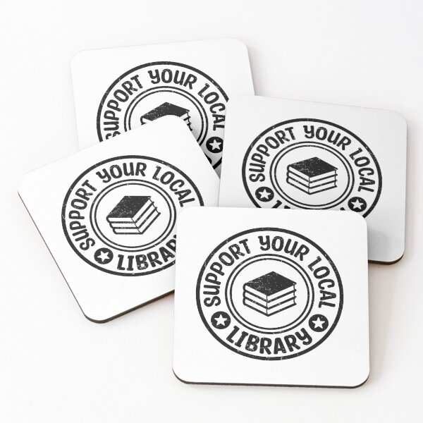 Item preview, Support Your Local Library Black Vintage Stamp designed and sold by bolkibox.