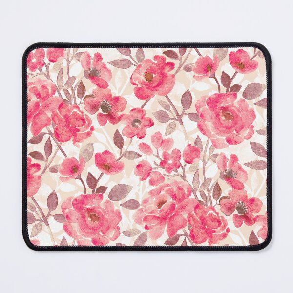 Item preview, Retro Rose Pink Watercolor Blooms on Cream designed and sold by micklyn.