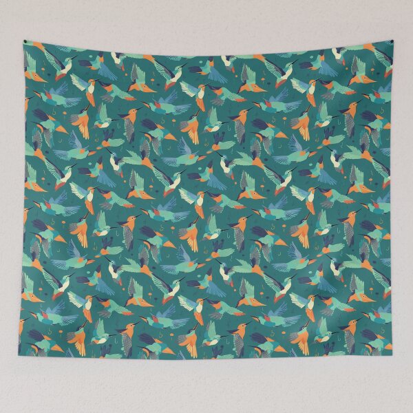 Item preview, Hummingbird Seamless Vintage Colorful Pattern V4 designed and sold by Family Journey with God.
