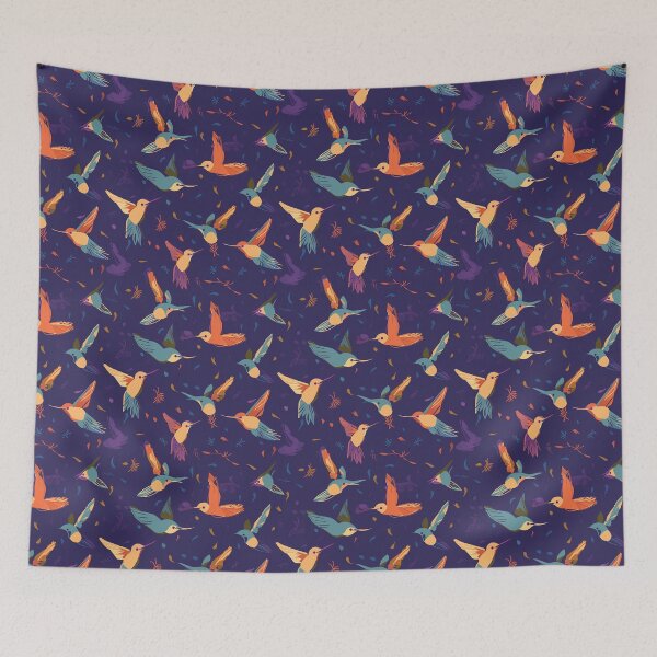 Item preview, Hummingbird Seamless Vintage Colorful Pattern V6 designed and sold by Family Journey with God.