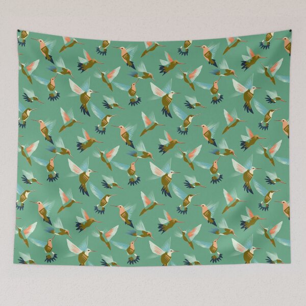 Item preview, Hummingbird Seamless Vintage Colorful Pattern V8 designed and sold by Family Journey with God.