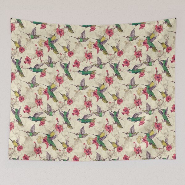 Item preview, Hummingbird Seamless Vintage Colorful Pattern V9 designed and sold by Family Journey with God.