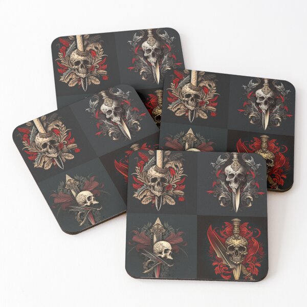 Item preview, Skull and Dagger Grid Print designed and sold by MerikDigital.