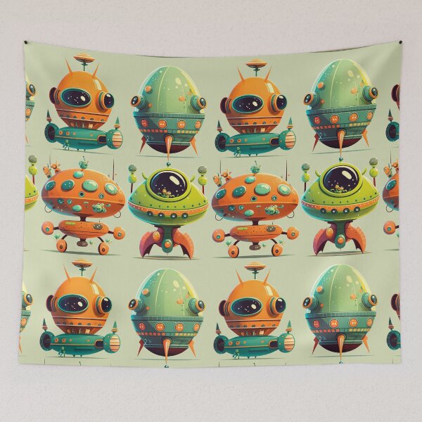 Item preview, Cute Alien Spaceships: Cosmic Companions designed and sold by entwithanaxe.