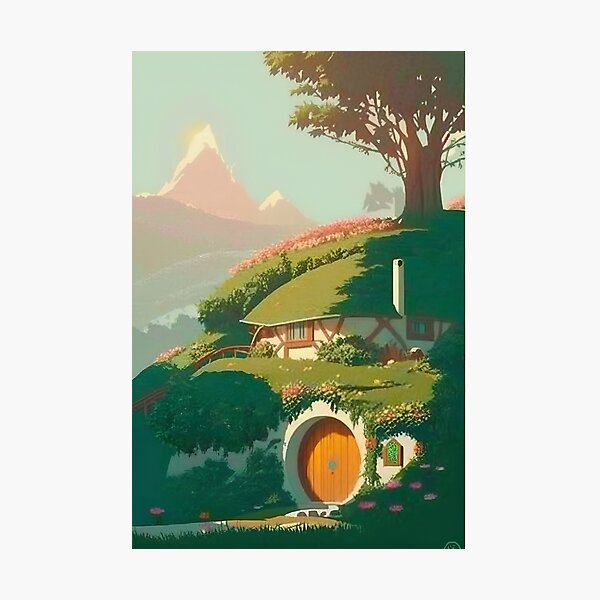 Item preview, Green Hills and Round Doors - Travel Poster - Fantasy Funny designed and sold by Fenay Designs.