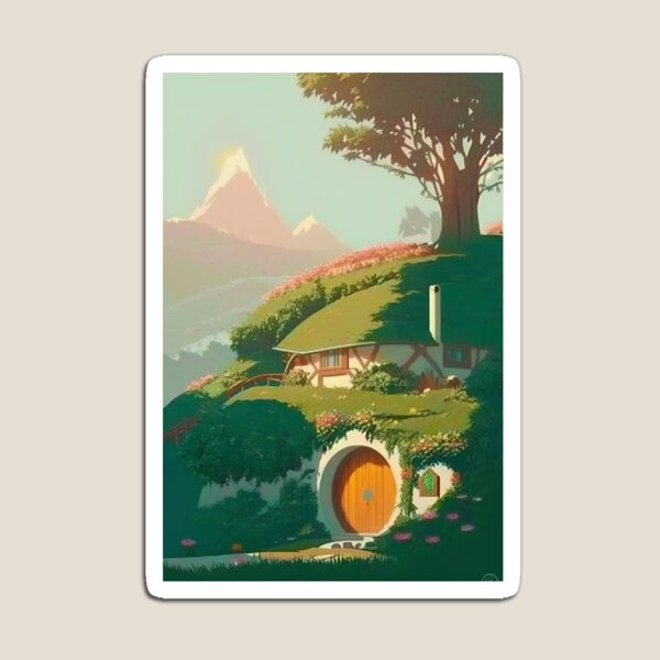 Item preview, Green Hills and Round Doors - Travel Poster - Fantasy Funny designed and sold by Fenay Designs.