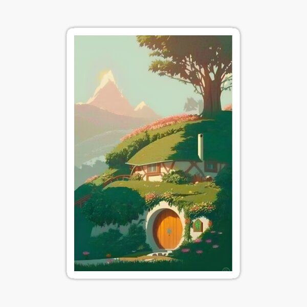 Item preview, Green Hills and Round Doors - Travel Poster - Fantasy Funny designed and sold by Fenay Designs.