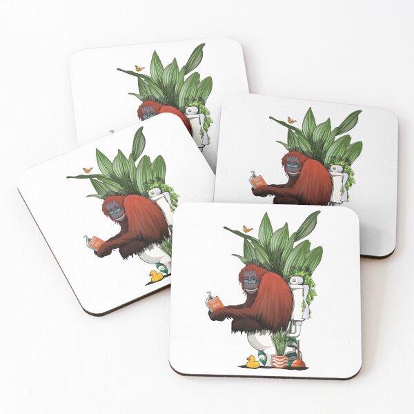 Item preview, Orangutan on the Toilet, funny animal monkey bathroom joke designed and sold by Wyattdesign.