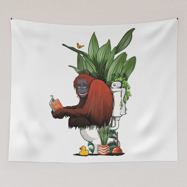 Item preview, Orangutan on the Toilet, funny animal monkey bathroom joke designed and sold by Wyattdesign.