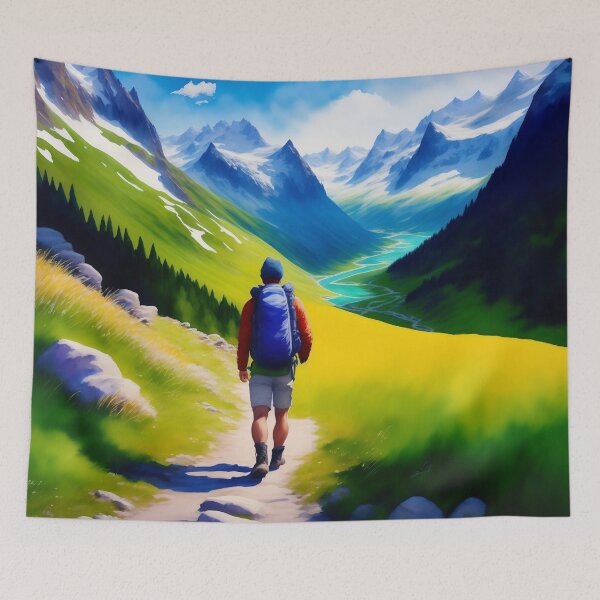 Artikelvorschau, Backpacker auf Trekking Trail entworfen und verkauft von Parag's Travel Shop.